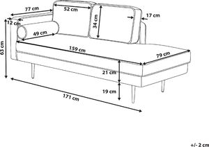 Beliani Szezlong welurowy lewostronny bordowy MIRAMAS 5
