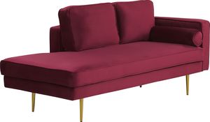Beliani Szezlong welurowy prawostronny bordowy MIRAMAS 2