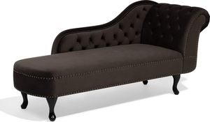 Beliani Szezlong welurowy prawostronny brązowy NIMES 2