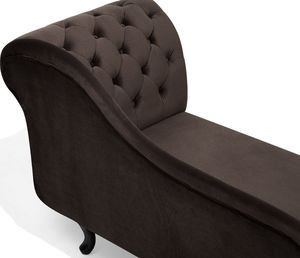 Beliani Szezlong welurowy prawostronny brązowy NIMES 8