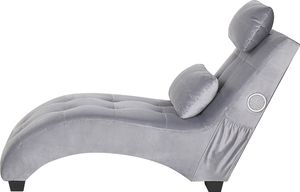 Beliani Szezlong welurowy z głośnikiem Bluetooth szary SIMORRE 2