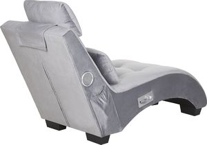 Beliani Szezlong welurowy z głośnikiem Bluetooth szary SIMORRE 4