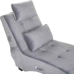 Beliani Szezlong welurowy z głośnikiem Bluetooth szary SIMORRE 5