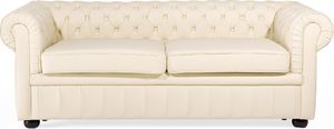 Beliani Komplet wypoczynkowy skórzany 4-osobowy kremowy CHESTERFIELD 2