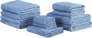 Beliani Komplet 11 ręczników bawełniany niebieski AREORA 1
