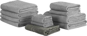 Beliani Komplet 11 ręczników bawełniany szary AREORA 1