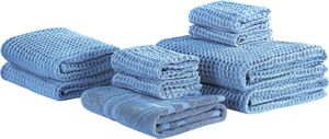 Beliani Komplet 9 ręczników bawełniany niebieski AREORA 1