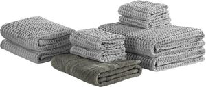 Beliani Komplet 9 ręczników bawełniany szary AREORA 1