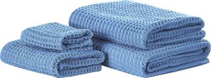 Beliani Komplet 4 ręczników bawełniany niebieski AREORA 1