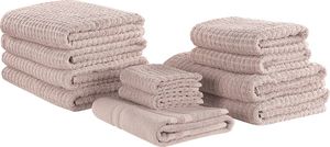 Beliani Komplet 11 ręczników bawełniany różowy ATAI 1