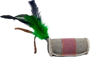 Barry King Barry King walec z piórkiem i sznurkiem z trawy z mocnego materiału szary/brązowy 4 x 9,5cm 1
