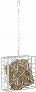 Garden&Fun Karmnik dla ptaków do zawieszania bloków tłuszczowych, biały, metalowy, 13,5x5x13,8cm 1