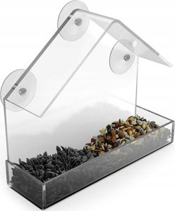 Garden&Fun Karmnik dla ptaków na okno/szybę, przezroczysty, akrylowy, 14,8x6,7x15,5cm, z przyssawkami 6