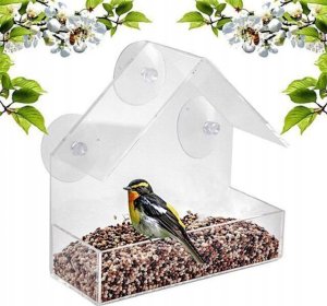 Garden&Fun Karmnik dla ptaków na okno/szybę, przezroczysty, akrylowy, 14,8x6,7x15,5cm, z przyssawkami 8