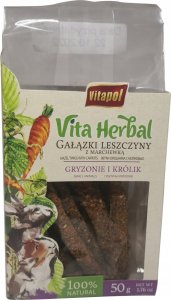 Vitapol Vita Herbal dla gryzoni i królika, gałązki leszczyny z marchewką, 50 g 1
