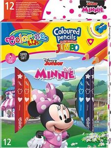 Patio Kredki ołówkowe trójkątne JUMBO 12 sztuk 13 kolorów + temperówka Colorino Kids Minnie 1