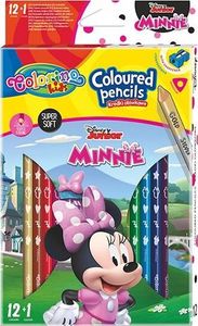 Patio Kredki ołówkowe trójkątne 12 sztuk 13 kolorów + temperówka Colorino Kids Minnie 1