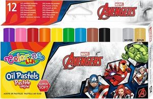 Patio Pastele olejne trójkątne 12 kolorów + temperówka Avengers 1