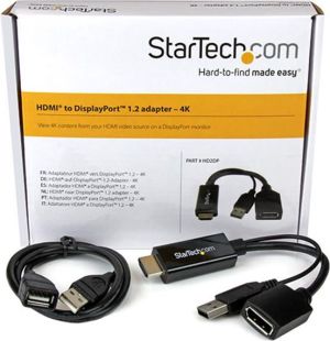 Adapter AV StarTech HDMI - DisplayPort + USB-A czarny (HD2DP) 5