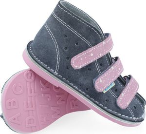 Adamki Kapcie dziewczęce Adamki 012N profilaktyczne szary kropki róż 32 2
