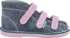 Adamki Kapcie dziewczęce Adamki 012N profilaktyczne szary kropki róż 32 3