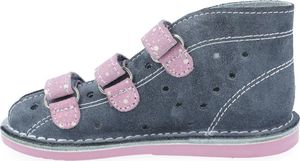 Adamki Kapcie dziewczęce Adamki 012N profilaktyczne szary kropki róż 32 4