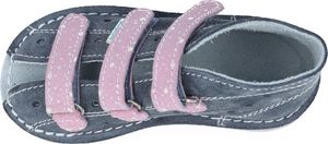Adamki Kapcie dziewczęce Adamki 012N profilaktyczne szary kropki róż 32 5