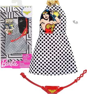Mattel Ubranko dla lalki Barbie Wonder Woman Sukienka w groszki i akcesoria 1