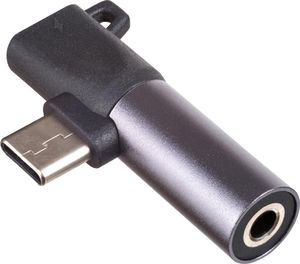Adapter USB Akyga AK-AD-62 USB-C - Jack 3.5mm + USB-C Czarny  (AK-AD-62) 1