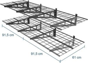 Ergosolid PG26B - Podwójna półka garażowa wisząca metalowa Solidna do 90 kg na półkę! 12