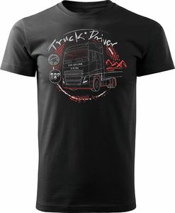 Topslang Koszulka z ciężarówką Volvo prezent dla kierowcy Tira TIR męska czarna REGULAR S 1