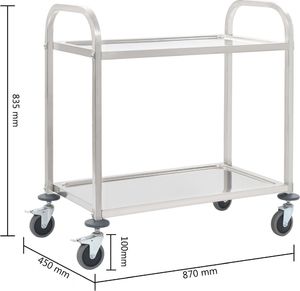 vidaXL Wózek kelnerski 2-półkowy 87x45x83.5 cm stal nierdzewna (50913) 6