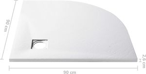 Brodzik vidaXL półokrągły narożny 90 cm x 90 cm (146526) 7