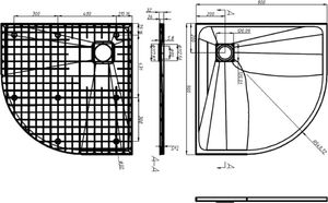 Brodzik vidaXL półokrągły narożny 90 cm x 90 cm (146526) 8