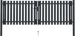 vidaXL Dwuskrzydłowa brama ogrodzeniowa, stal, 306x125 cm, antracytowa 1