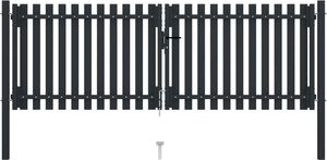vidaXL Dwuskrzydłowa brama ogrodzeniowa, stal, 306x125 cm, antracytowa 3