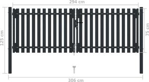 vidaXL Dwuskrzydłowa brama ogrodzeniowa, stal, 306x125 cm, antracytowa 6