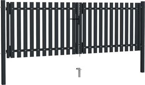 vidaXL Dwuskrzydłowa brama ogrodzeniowa, stal, 306x150 cm, antracytowa 2