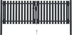 vidaXL Dwuskrzydłowa brama ogrodzeniowa, stal, 306x175 cm, antracytowa 1