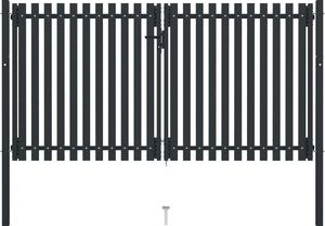 vidaXL Dwuskrzydłowa brama ogrodzeniowa, stal, 306x220 cm, antracytowa 1