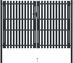 vidaXL Dwuskrzydłowa brama ogrodzeniowa, stal, 306x250 cm, antracytowa 1