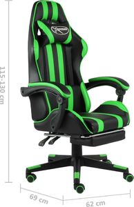 Fotel vidaXL z podnóżkiem czarno-zielony (20529) 6