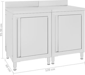 vidaXL Gastronomiczny stół przyścienny, 120x60x96 cm, stal nierdzewna 5