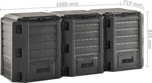 vidaXL Kompostownik ogrodowy czarny 1200 L 5