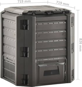 vidaXL Kompostownik ogrodowy czarny 380 L 5
