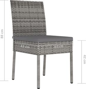 vidaXL Krzesła ogrodowe, 4 szt., polirattan, szare 6