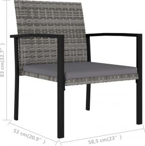 vidaXL Krzesła ogrodowe, 4 szt., polirattan, szare 5