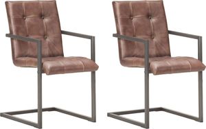 vidaXL Krzesła stołowe, wspornikowe, 2 szt., postarzany brąz, skóra 1