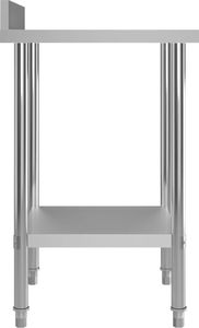 vidaXL Kuchenny stół roboczy z listwą, 60x60x93 cm, stal nierdzewna 4