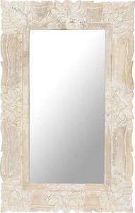 vidaXL Lustro z białą ramą z litego drewna mango, 80 x 50 cm 1